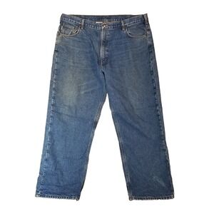 Carhartt Mens Jeans 42x30 Blue Denim Regular Straight Flannel Lined Work